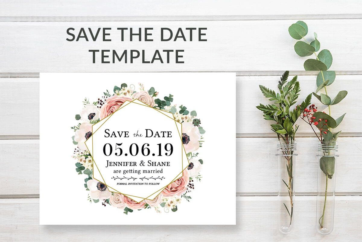 Boho Floral Save The Date Card Template In 2019 Pertaining To Save The Date Cards Templates