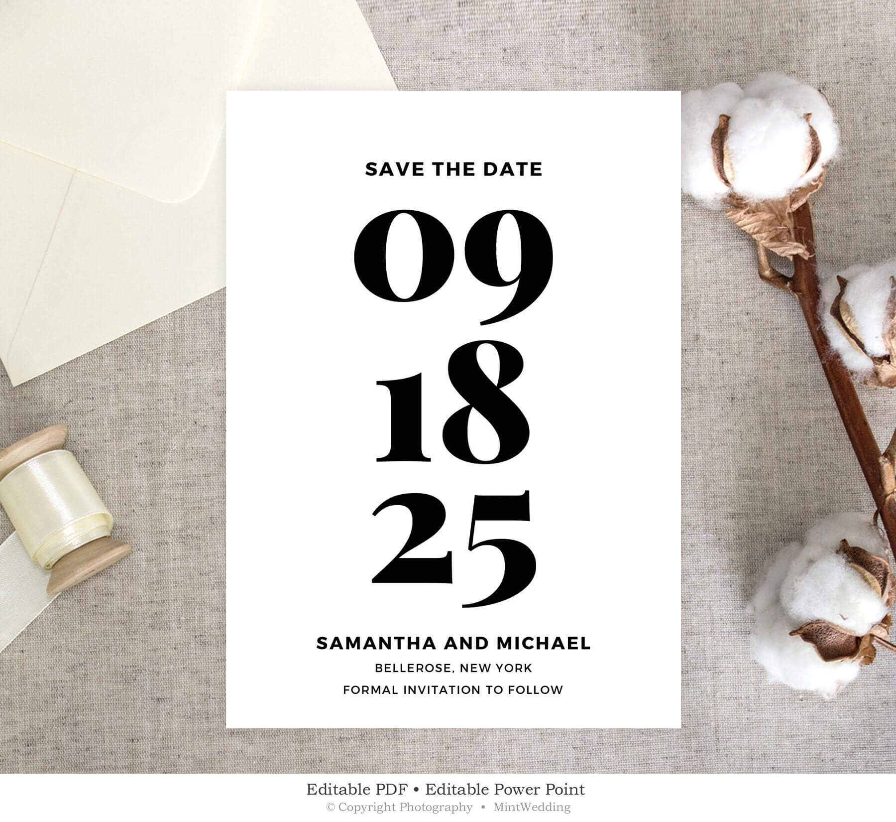 Bold Save The Date Card Printable, Wedding Save The Date Template, Black  And White Save The Date, Classic Wedding Instant Download Sd5 Intended For Save The Date Powerpoint Template