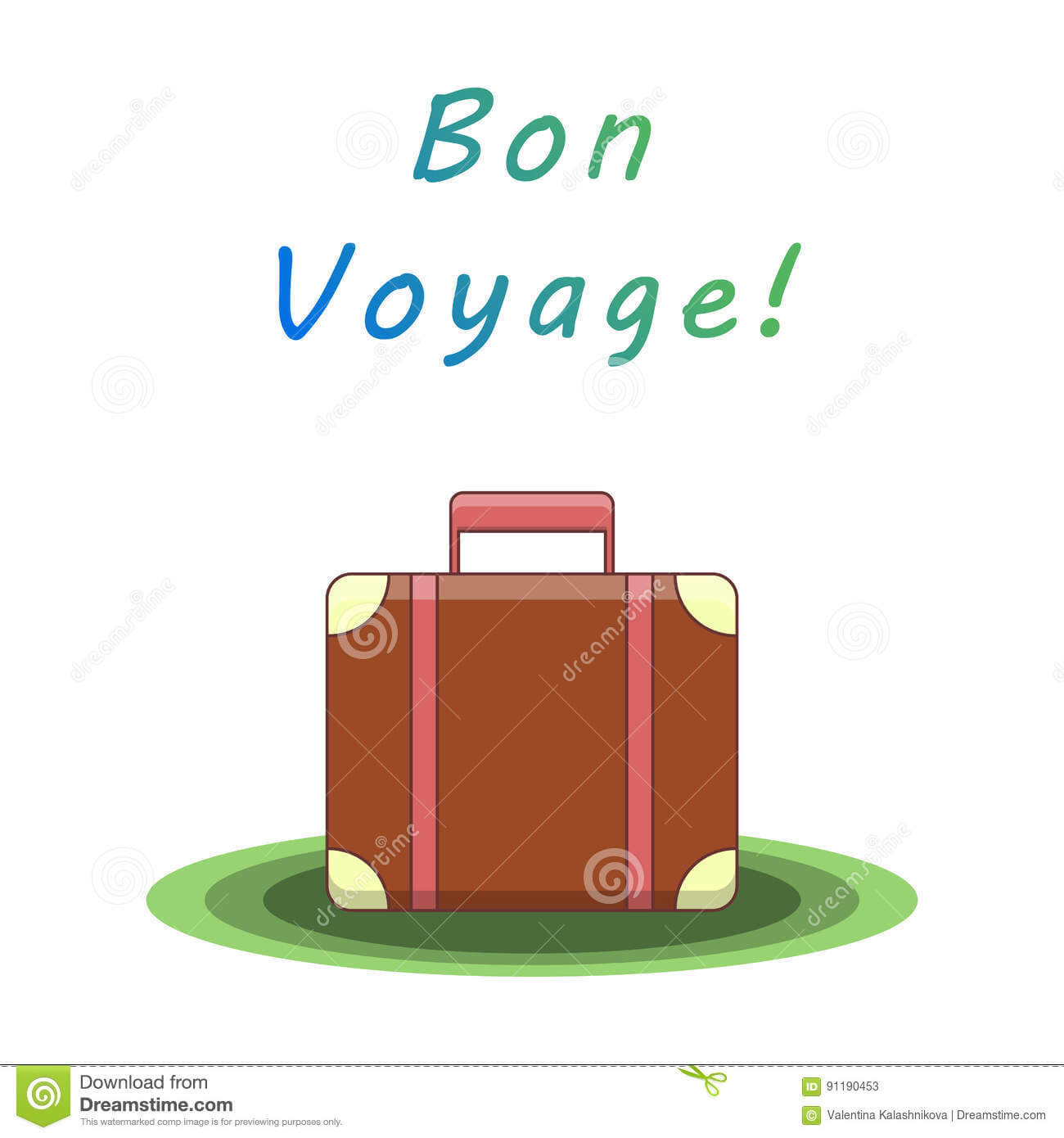 Bon Voyage Suitcase. Vector Illustration Stock Vector Inside Bon Voyage Card Template