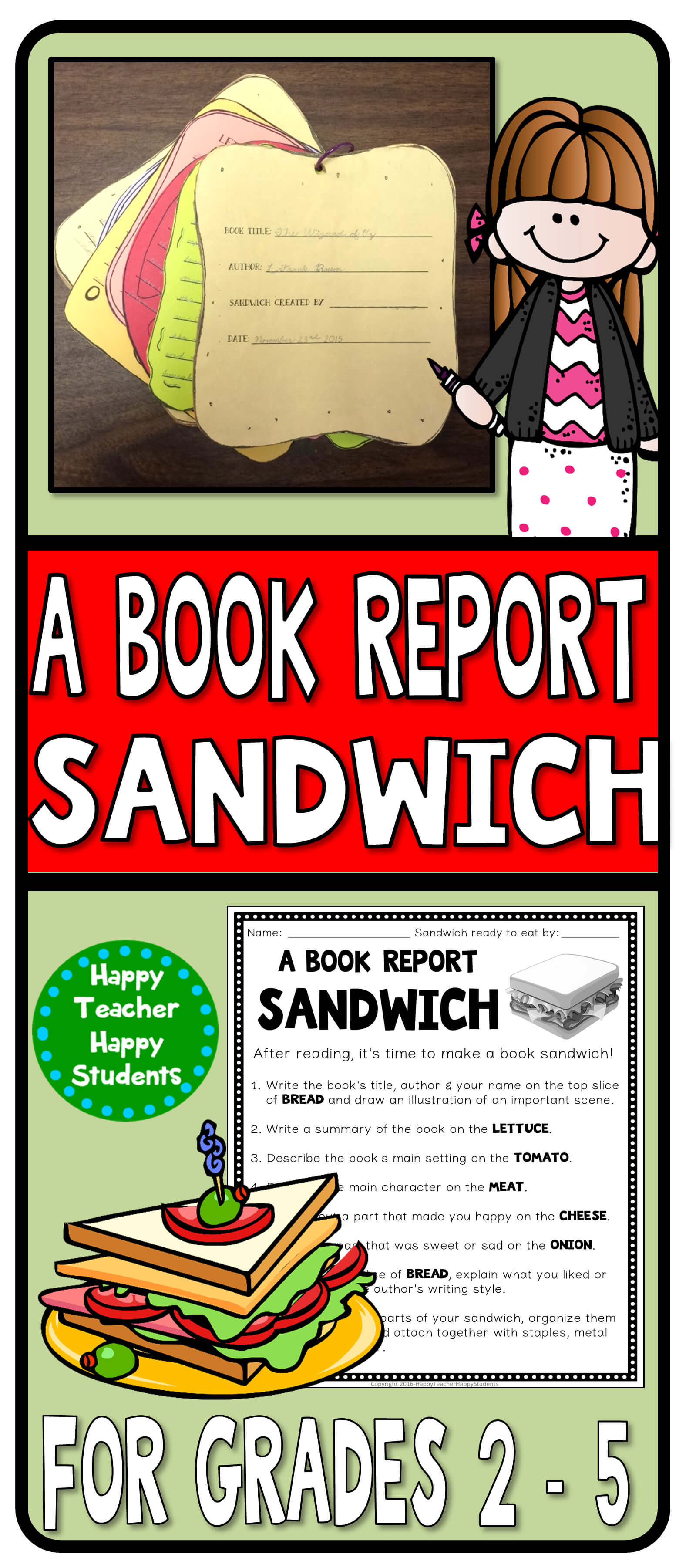 Book Report Sandwich: 7 Layer Sandwich Book Report For Sandwich Book Report Printable Template