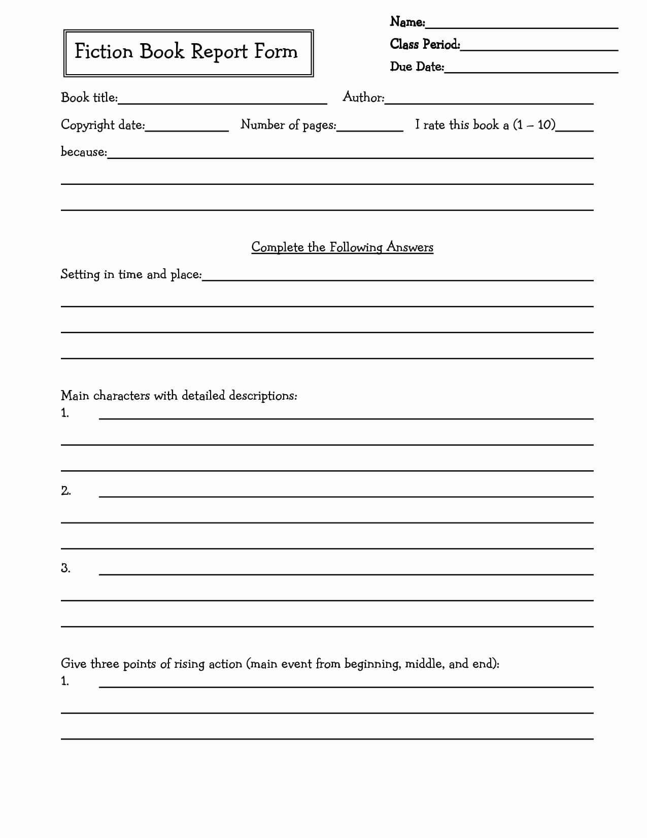 Book Report Templates For 4Th Grade  | Book Report With Regard To Book Report Template High School