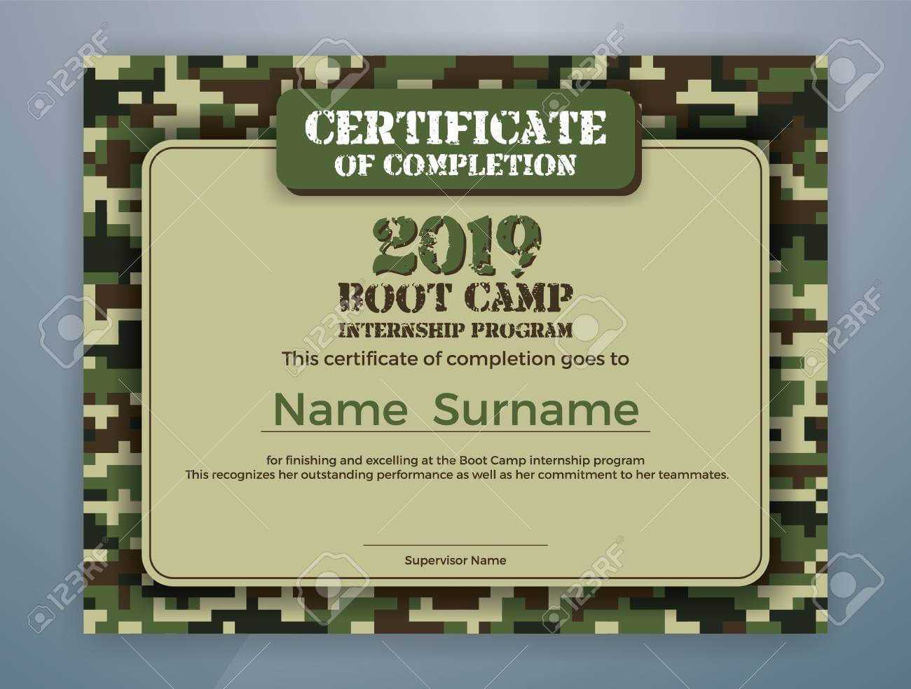 Boot Camp Internship Program Certificate Template Design With.. For Boot Camp Certificate Template