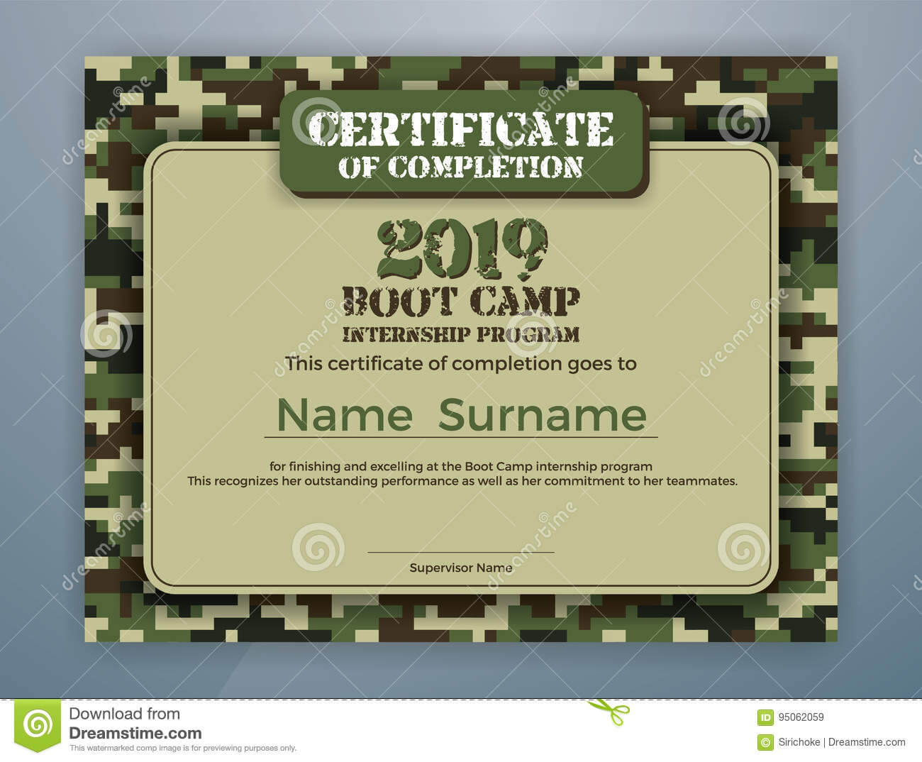 Boot Camp Internship Program Certificate Template Stock Inside Boot Camp Certificate Template