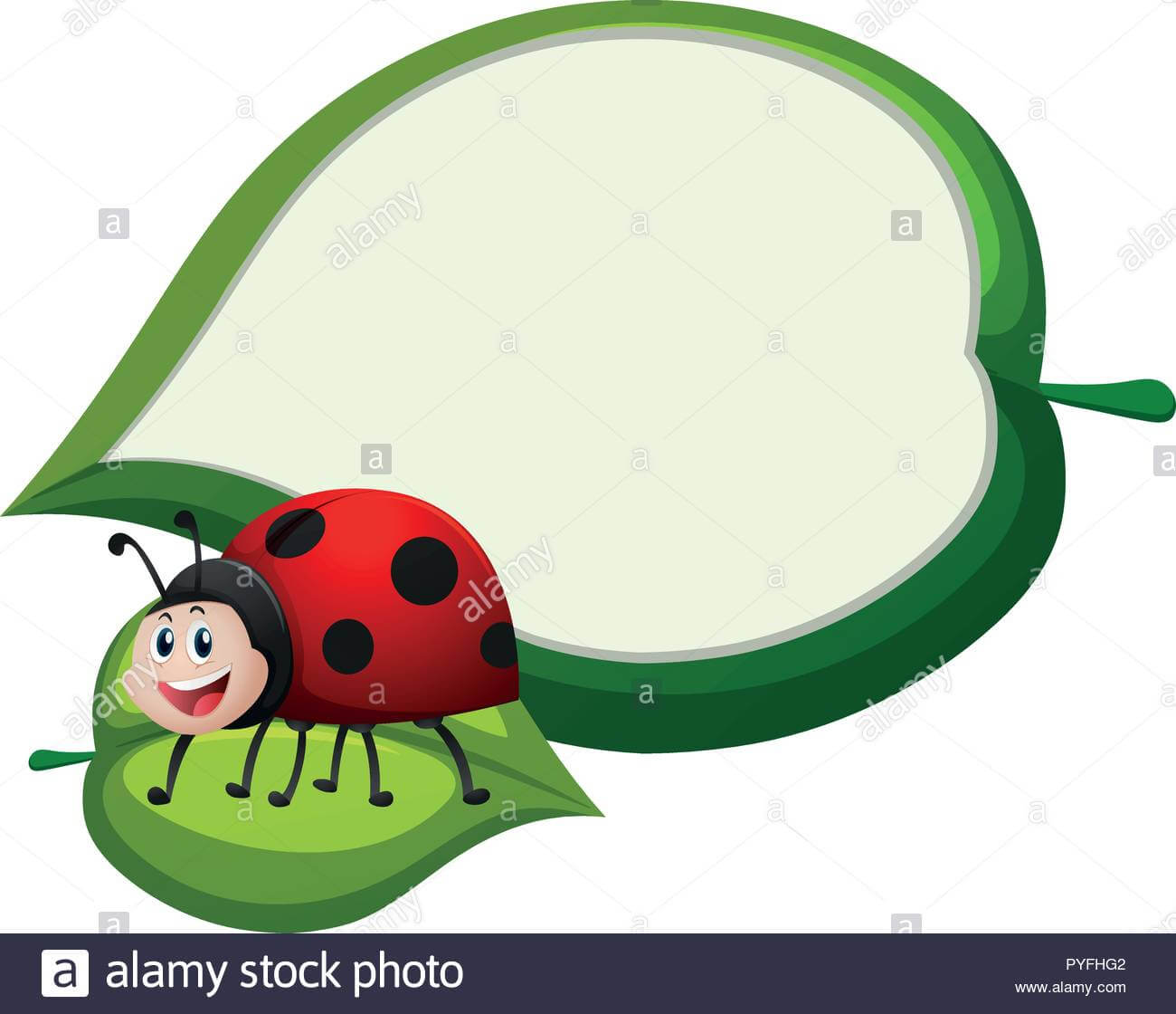 Border Template With Ladybug On Leaf Illustration Stock With Regard To Blank Ladybug Template