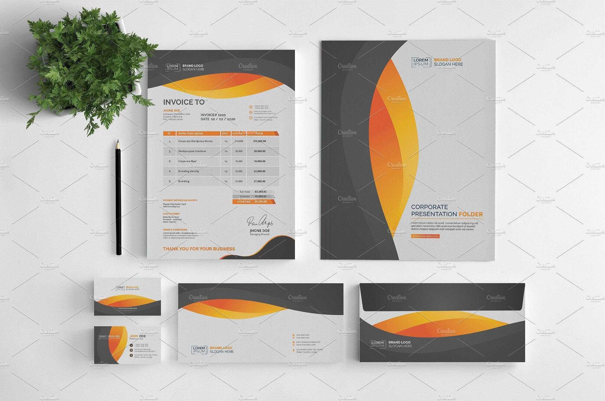 Branding Stationery Set. A Collection Of Branding/identity Regarding Business Card Letterhead Envelope Template