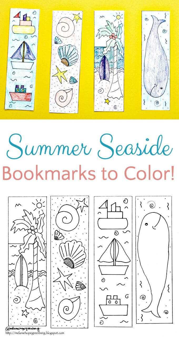 Breezy Summer Seaside Bookmark Coloring Page | Bookmarks Throughout Free Blank Bookmark Templates To Print