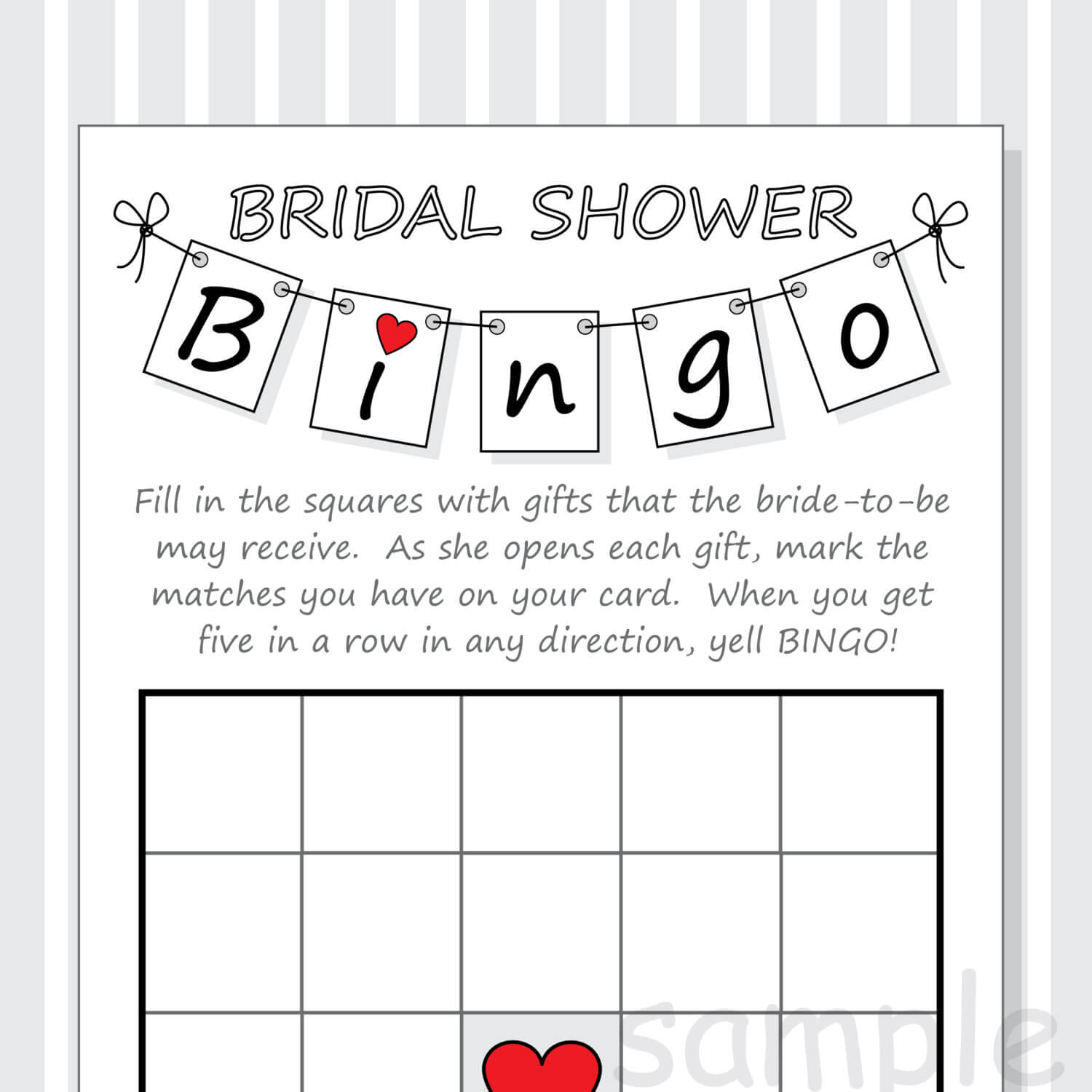 Bridal Shower Bingo Card Template Pertaining To Blank Bridal Shower Bingo Template