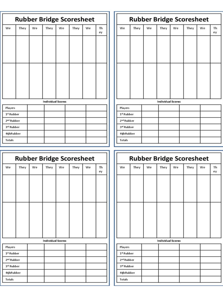 Bridge Score Sheet – 6 Free Templates In Pdf, Word, Excel Regarding Bridge Score Card Template