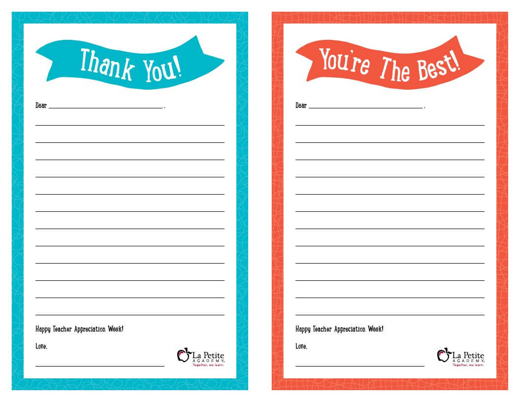 Brilliant Ideas Of Teacher Appreciation Week – Free With Regard To Thank You Note Cards Template