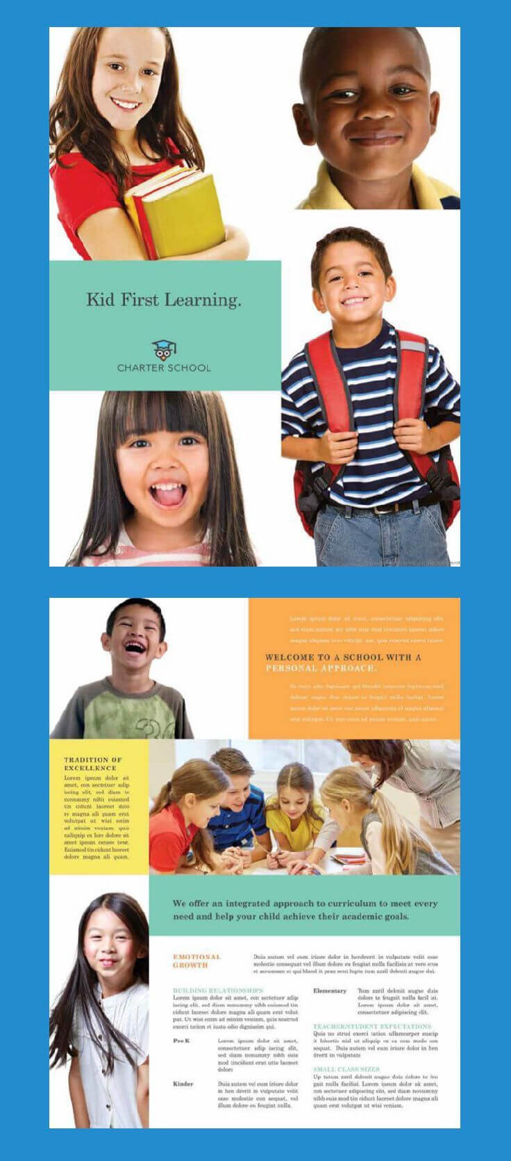 Brochure Design Template For A Primary School Or Charter Pertaining To School Brochure Design Templates