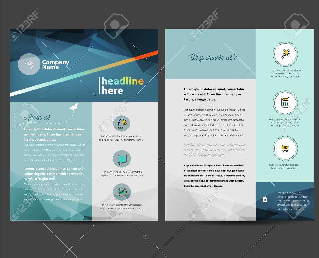 Brochure Or Flyer Design Template In Letter Size Within Letter Size Brochure Template