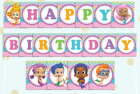 Bubble Guppies Happy Birthday Banner - Printable Pdf Banner with Bubble Guppies Birthday Banner Template