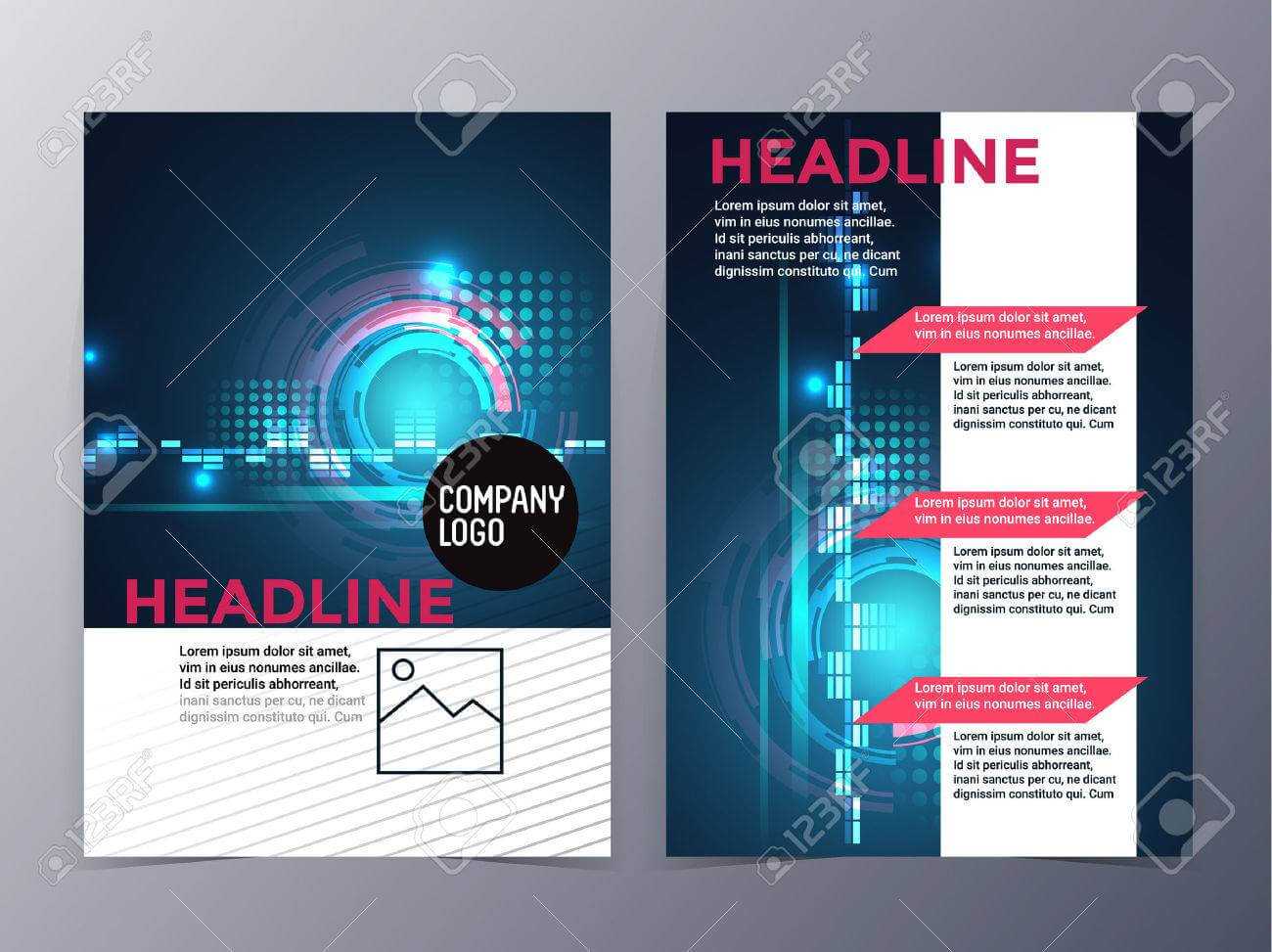 Business And Technology Brochure Design Template Vector Tri Fold.. With Regard To Technical Brochure Template