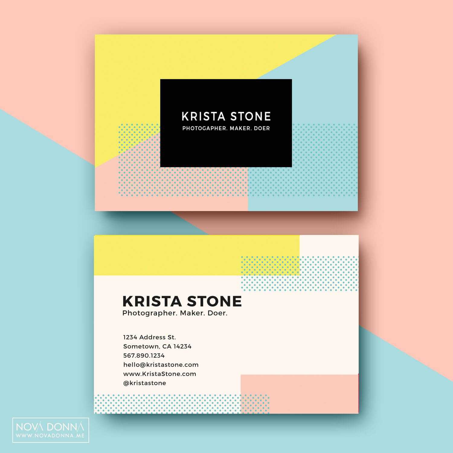 Business Card Template Designs | Pop Geometric | Name Card Pertaining To Business Card Maker Template