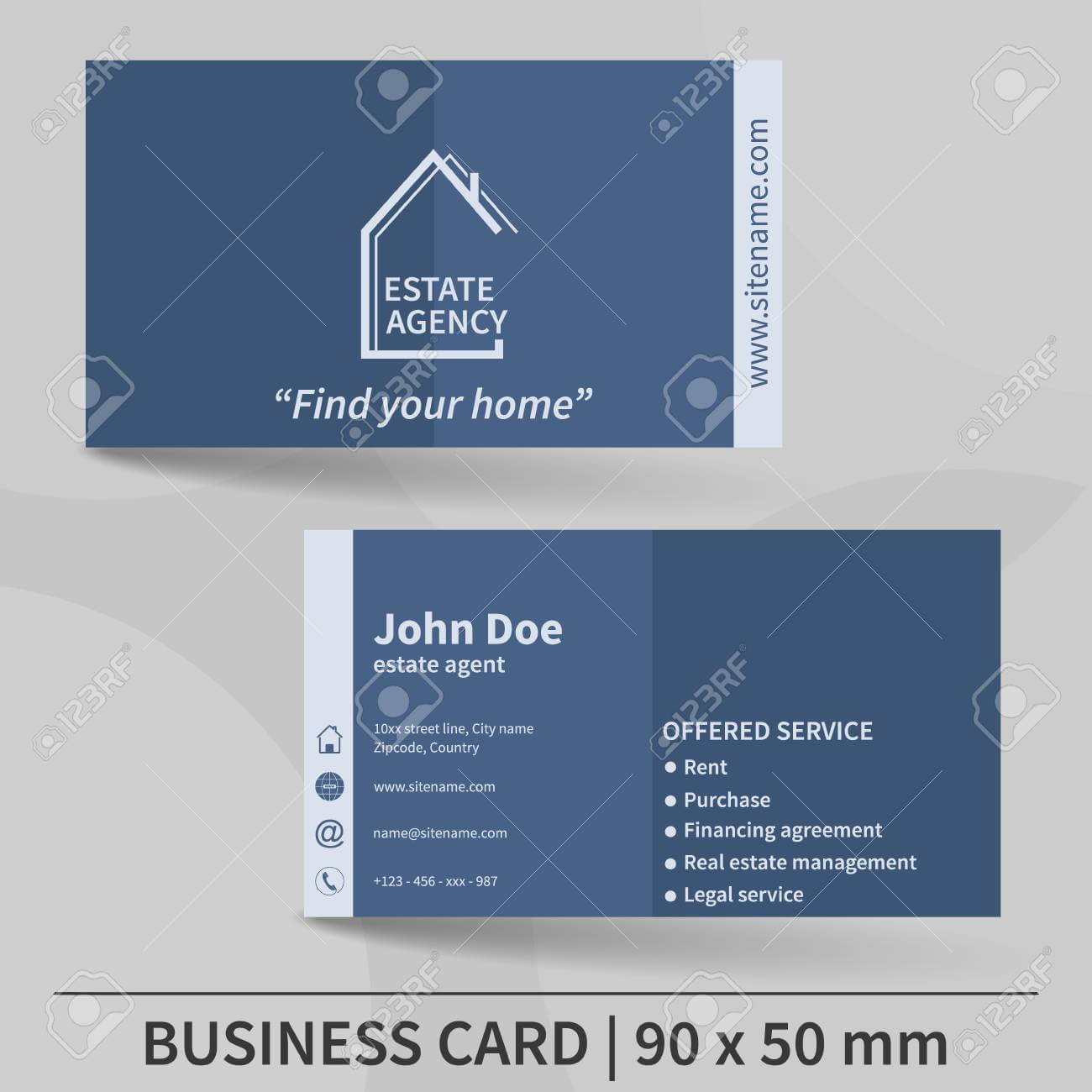 Business Card Template. Real Estate Agency. Design For Your Individual.. Within Real Estate Agent Business Card Template