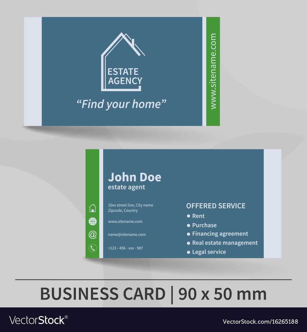 Business Card Template Real Estate Agency Design With Regard To Real Estate Agent Business Card Template