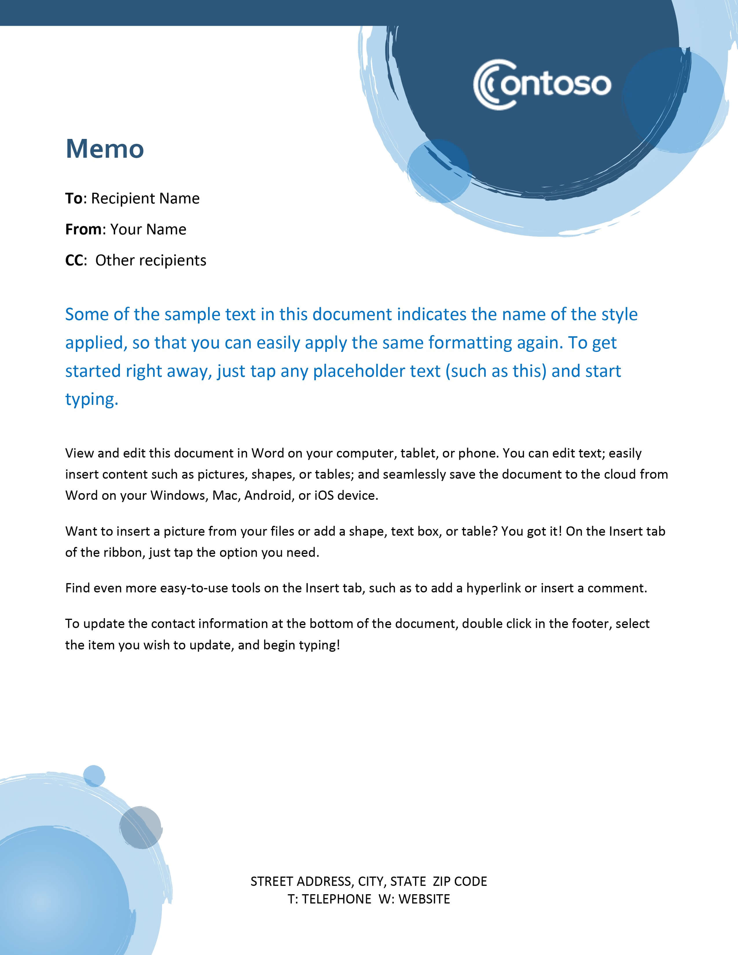 Business – Office Intended For Memo Template Word 2013