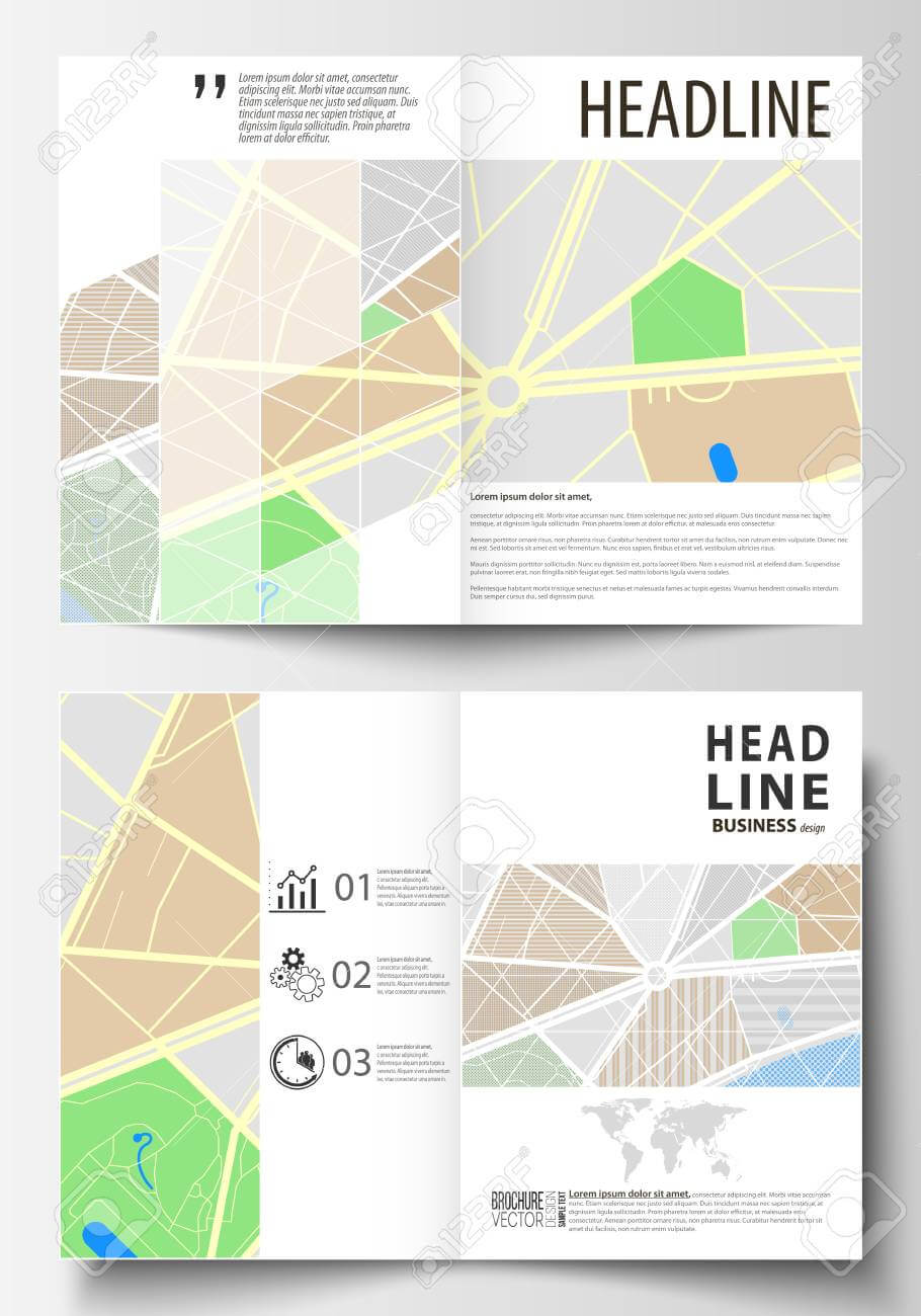 Business Templates For Bi Fold Brochure, Magazine, Booklet Or.. In Blank City Map Template
