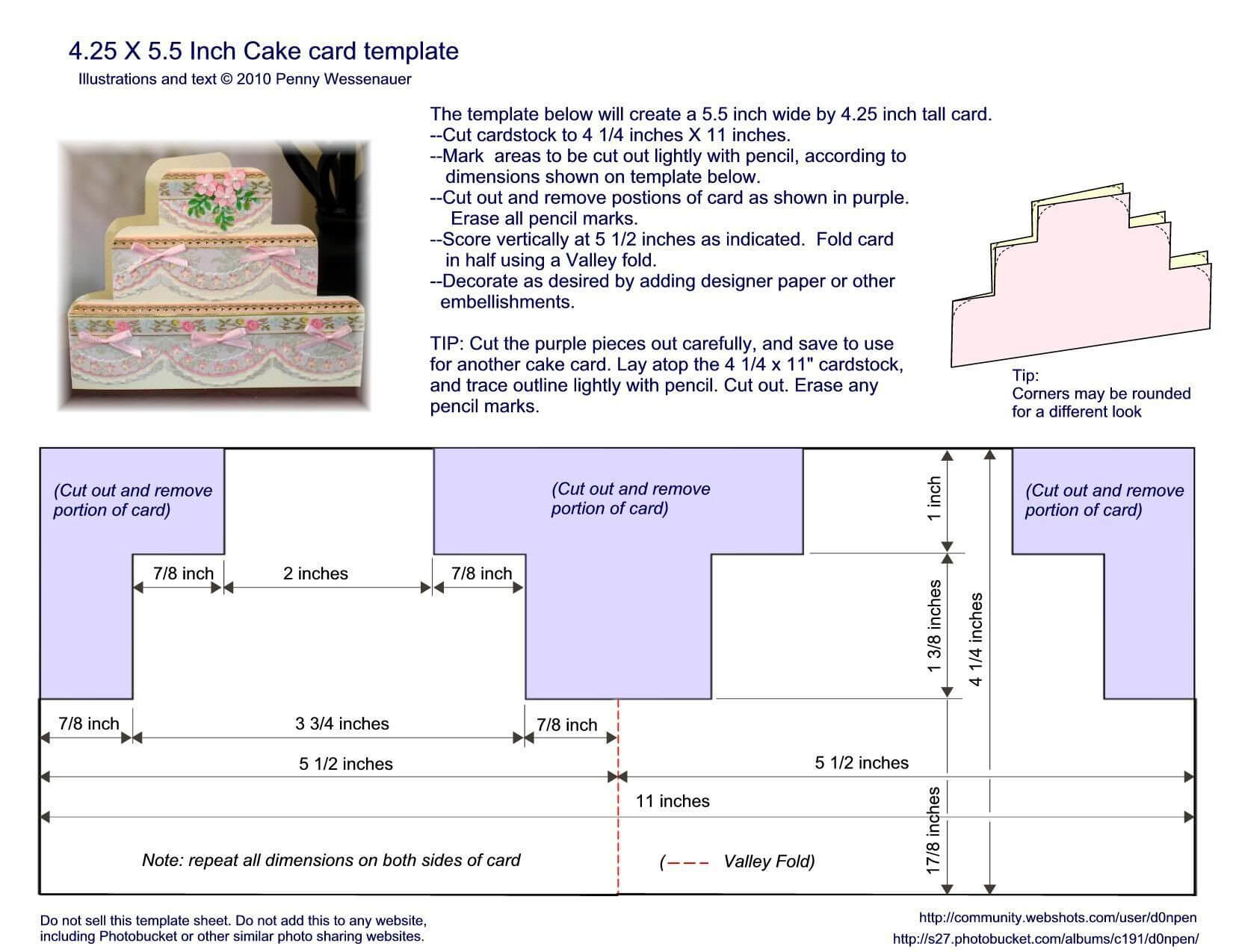 Cake Card Template – Size A2 (4.25" X 5.5") | Card Folds With Regard To A2 Card Template