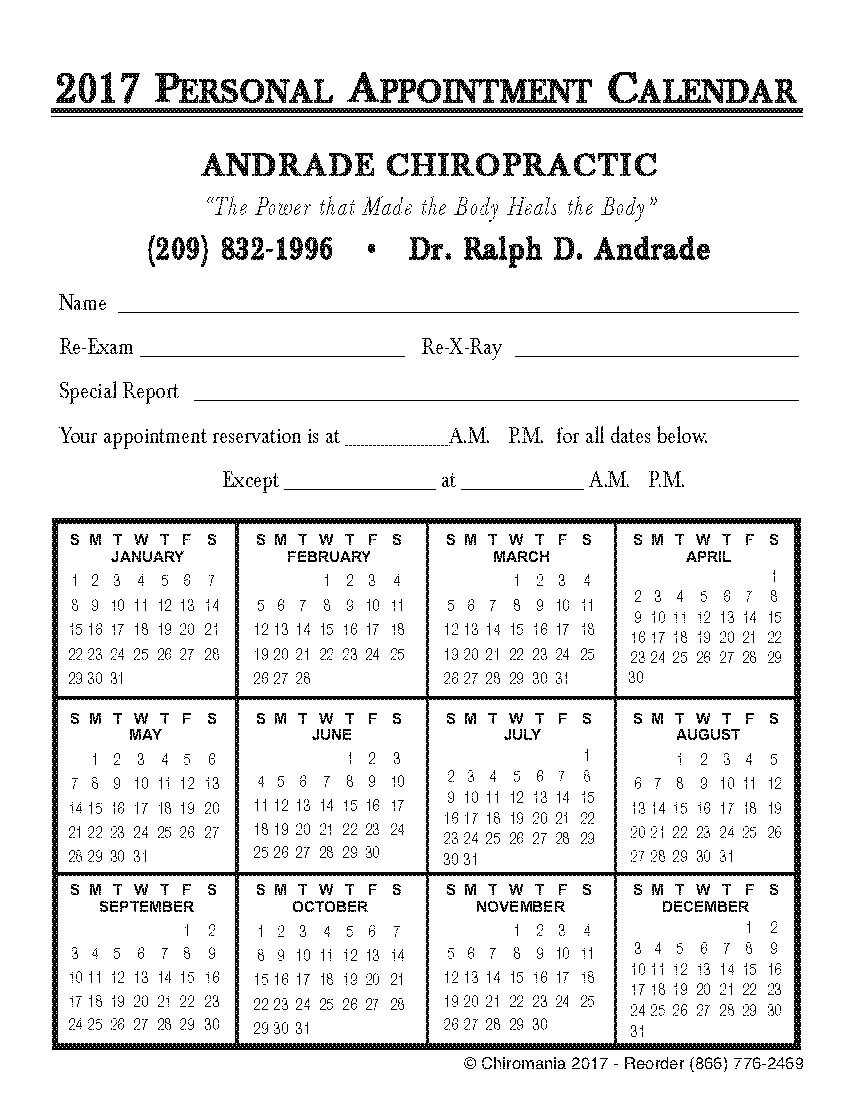 Calendar Appointment Cards Inside Chiropractic Travel Card Template