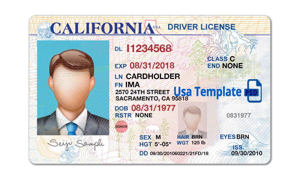 California Driver License Template. Open California Psd File Inside Blank Drivers License Template
