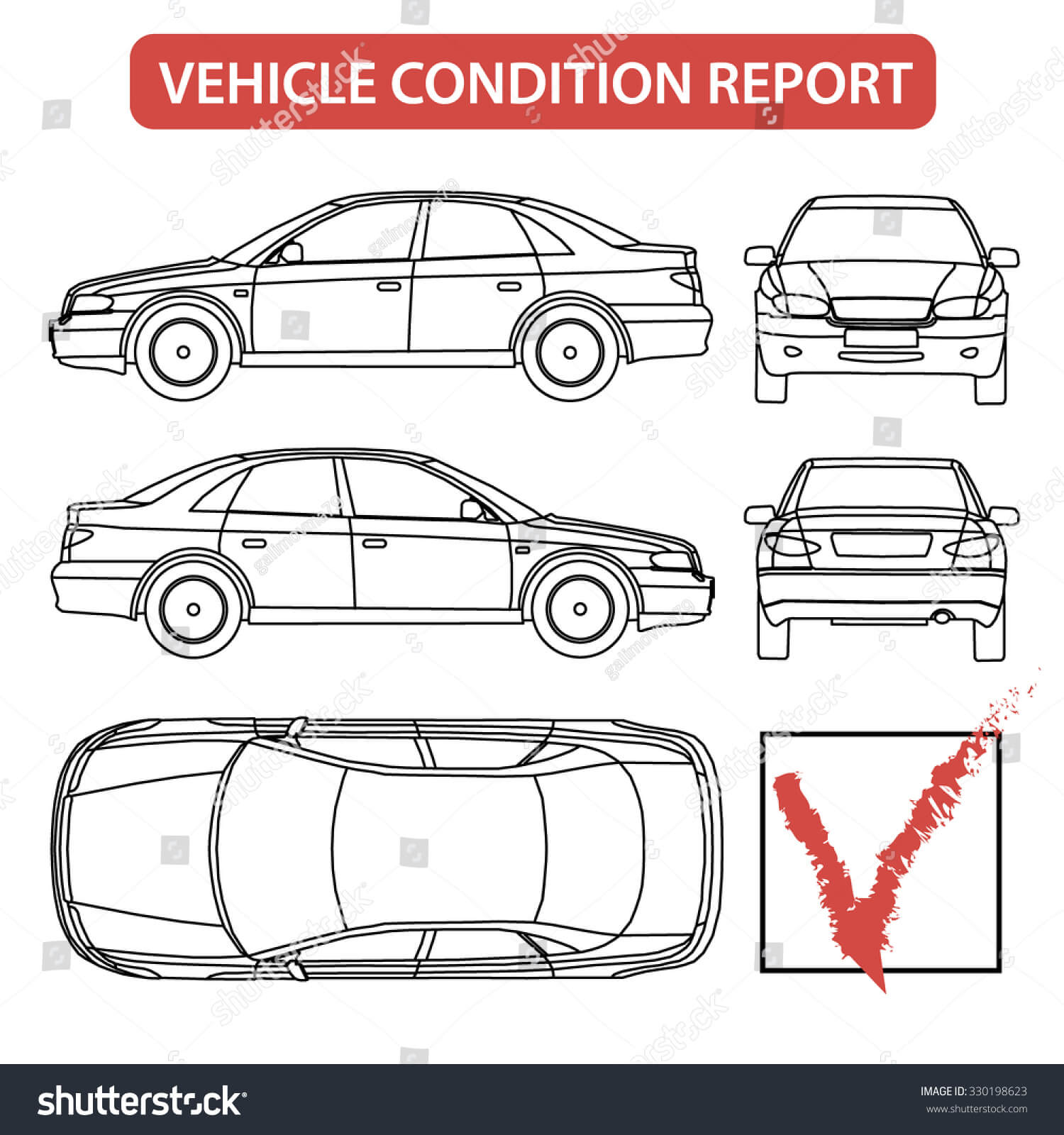 Car Condition Form (Vehicle Checklist,… Stock Photo For Car Damage Report Template