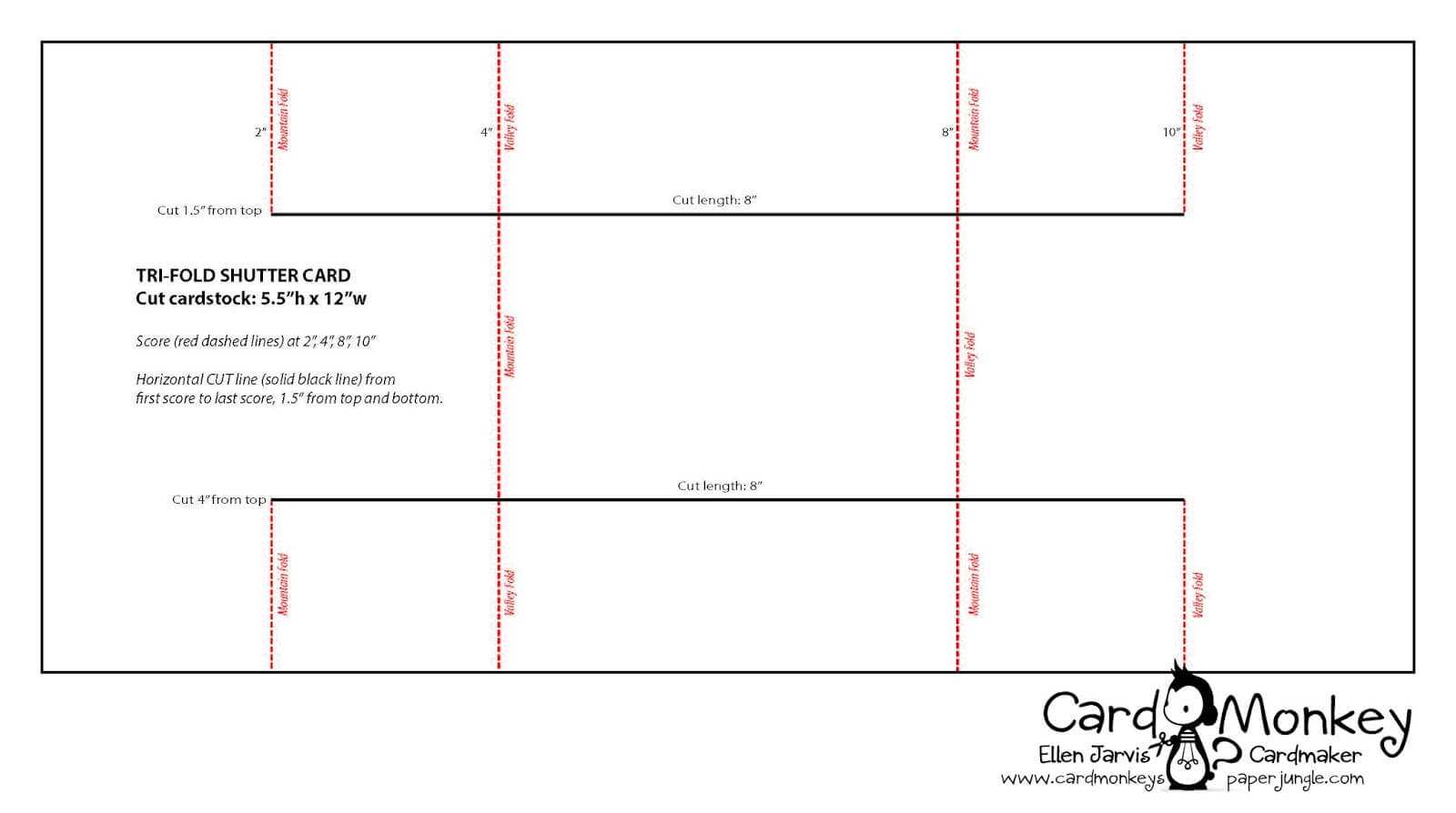 Cardmonkey's Paper Jungle: Tri Fold Shutter Card: Happy For Three Fold Card Template