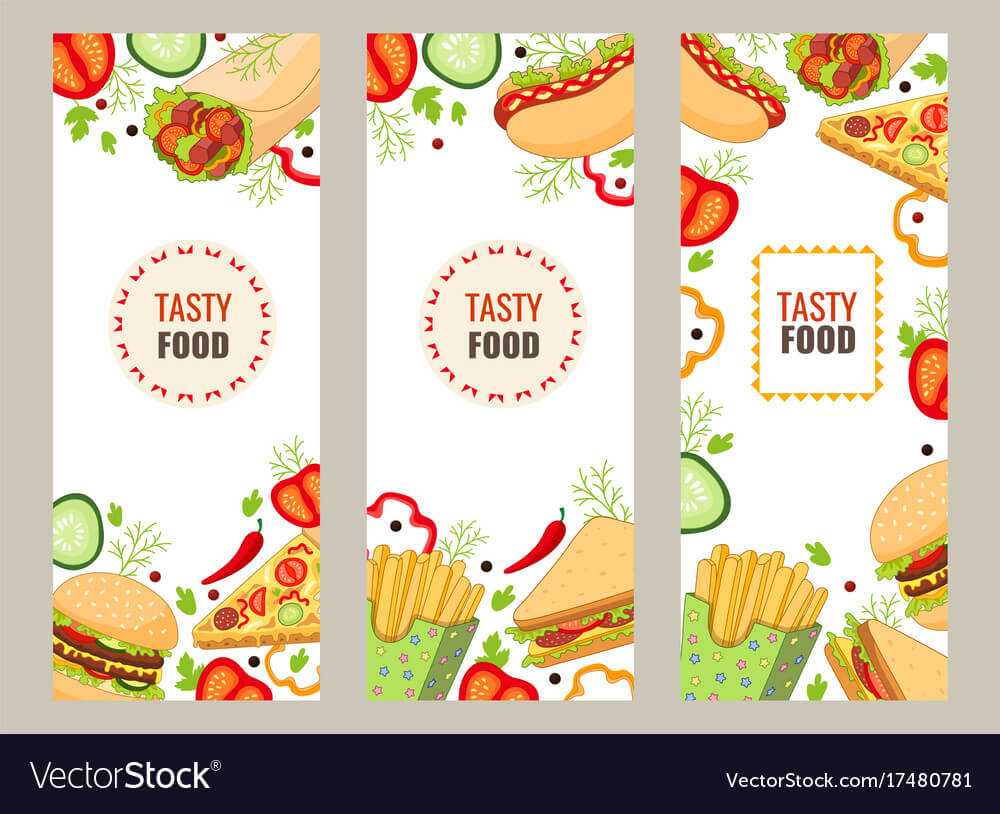 Cartoon Flat Fast Food Banner Template Set Regarding Food Banner Template