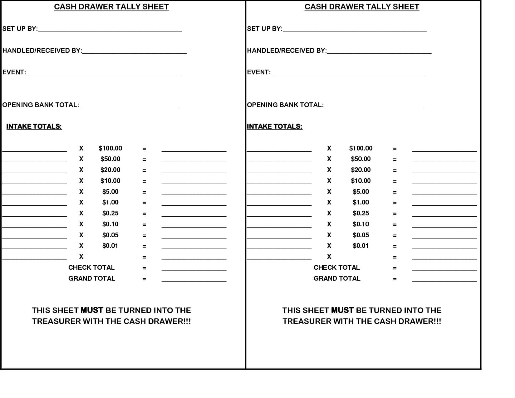 Cash Register Till Balance Shift Sheet In Out Template With Regard To End Of Day Cash Register Report Template