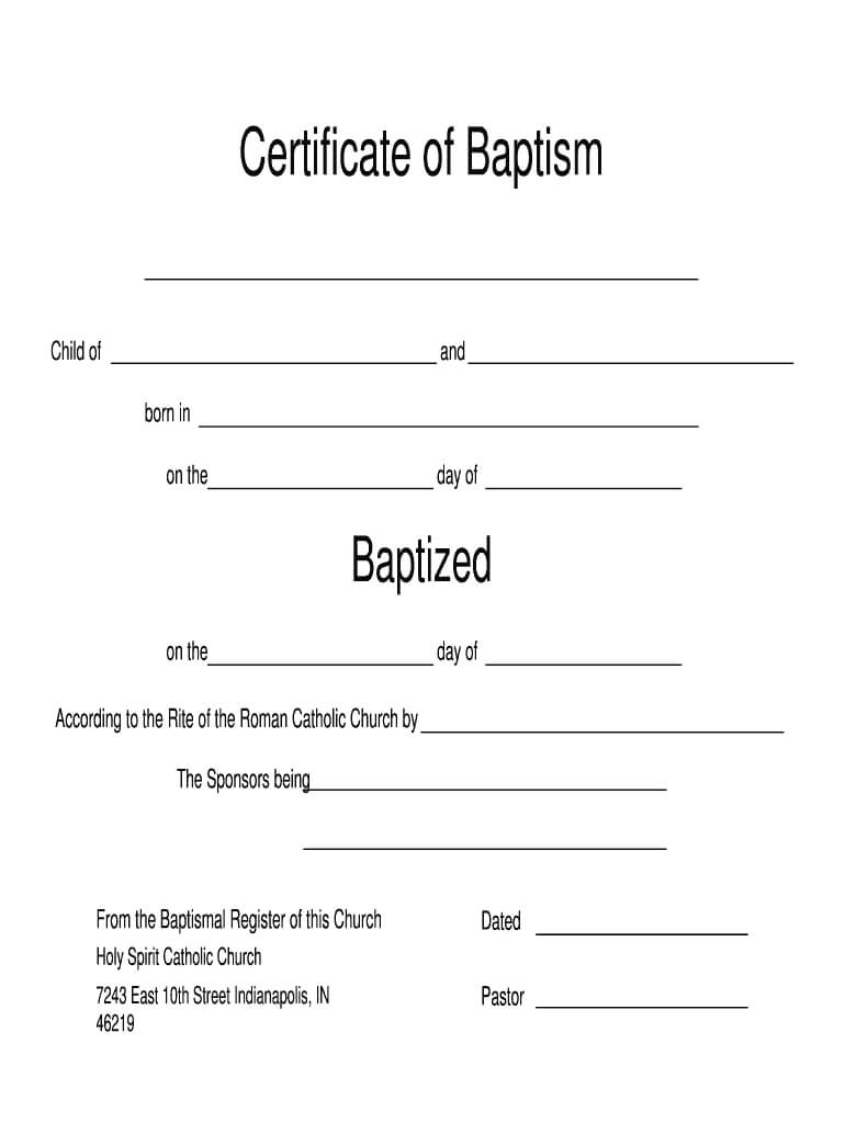 Catholic Baptism Certificate Online – Fill Online, Printable Intended For Roman Catholic Baptism Certificate Template