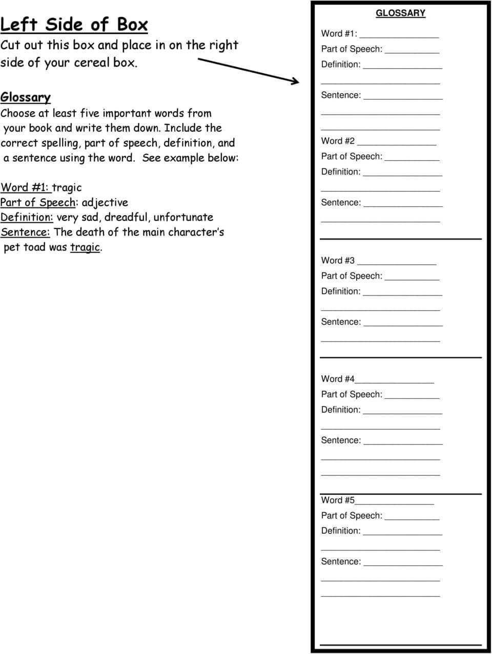 Cereal Box Book Report – Pdf For Cereal Box Book Report Template