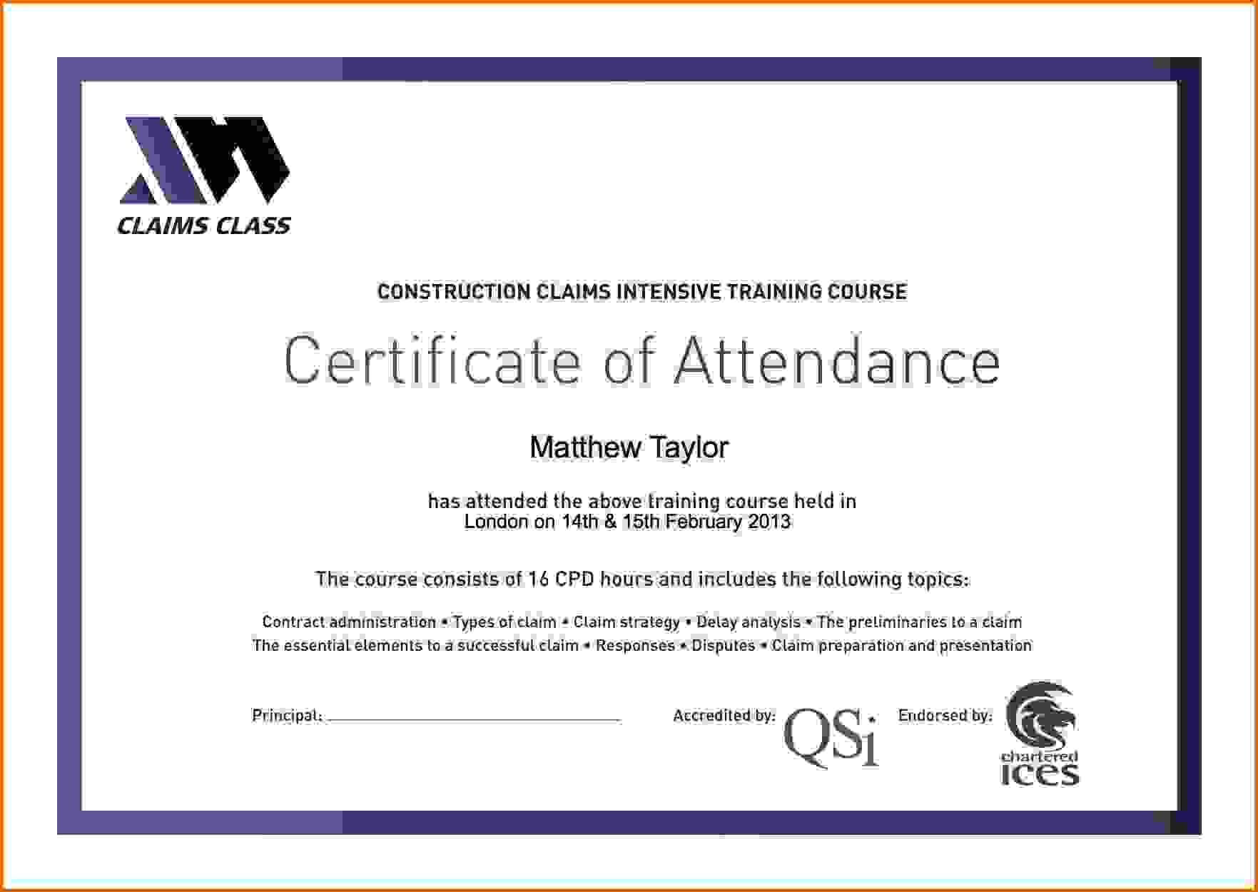 Certificate Attendance Templatec Certification Letter Inside Perfect Attendance Certificate Free Template