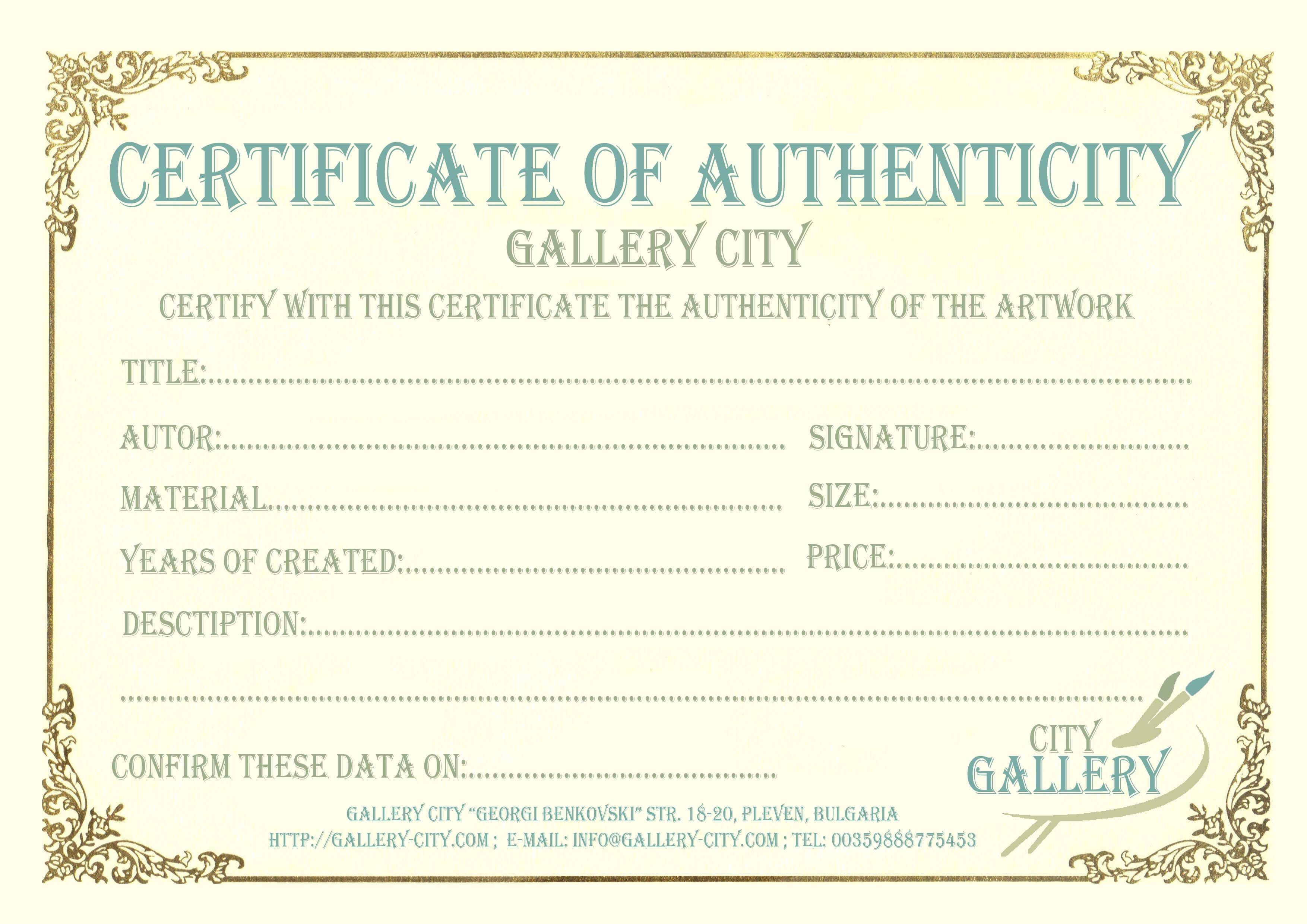 Certificate Authenticity Template Art Authenticity For Free Art Certificate Templates