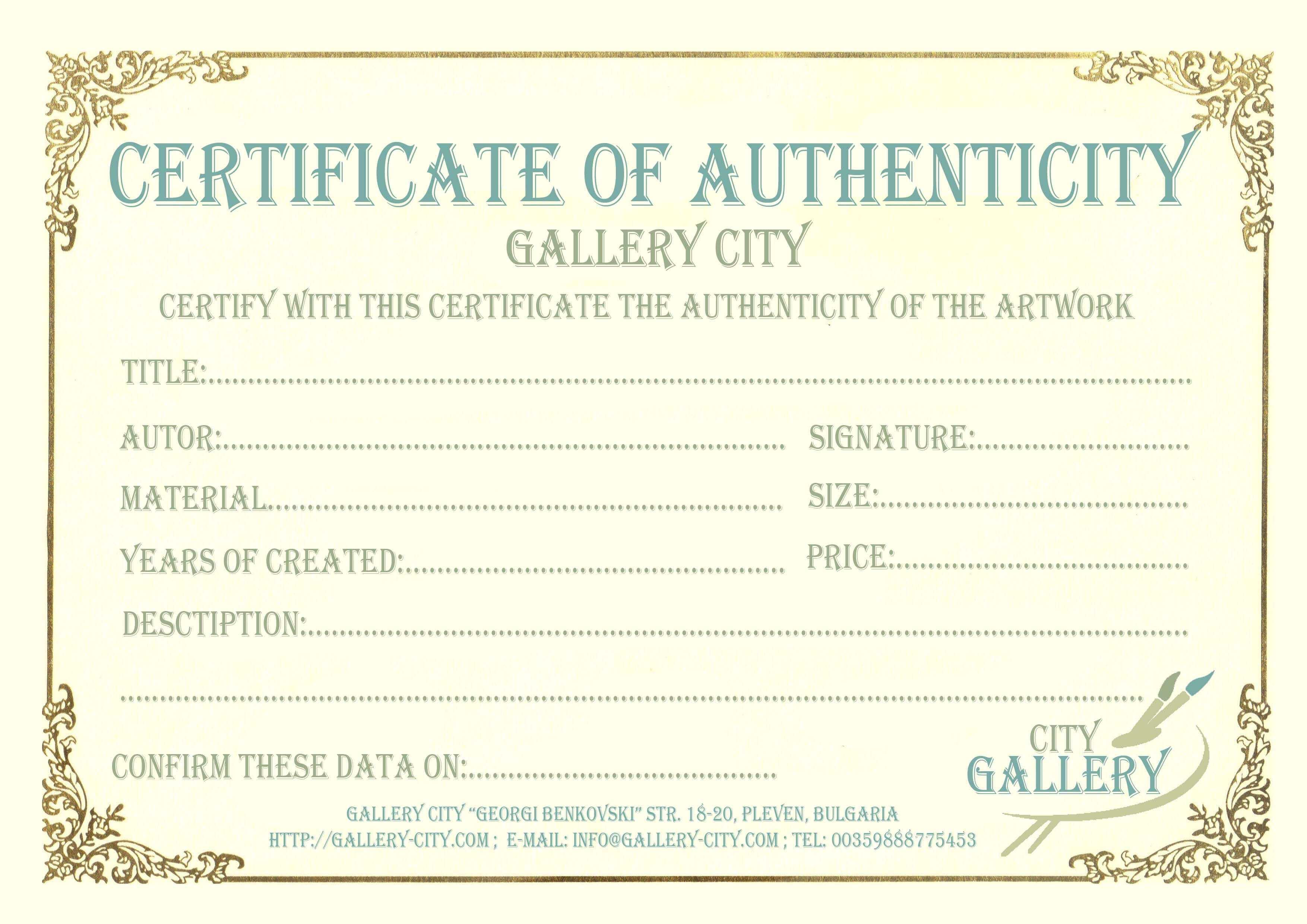 Certificate Authenticity Template Art Authenticity For Free Art Certificate Templates