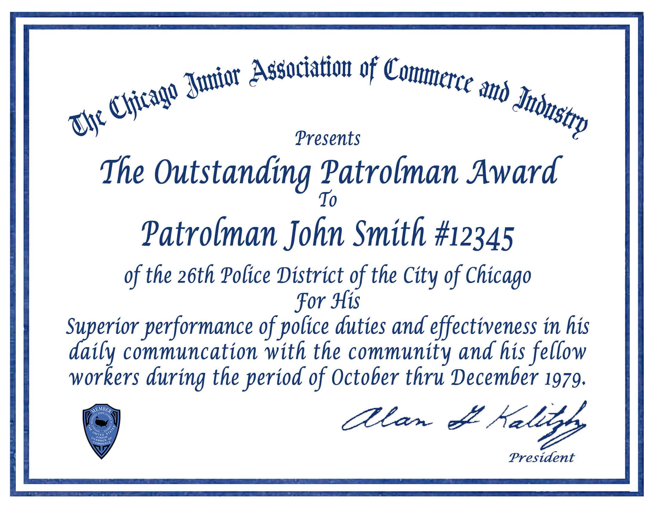 Certificate & Letter Awards | Chicagocop With Regard To Life For Life Saving Award Certificate Template