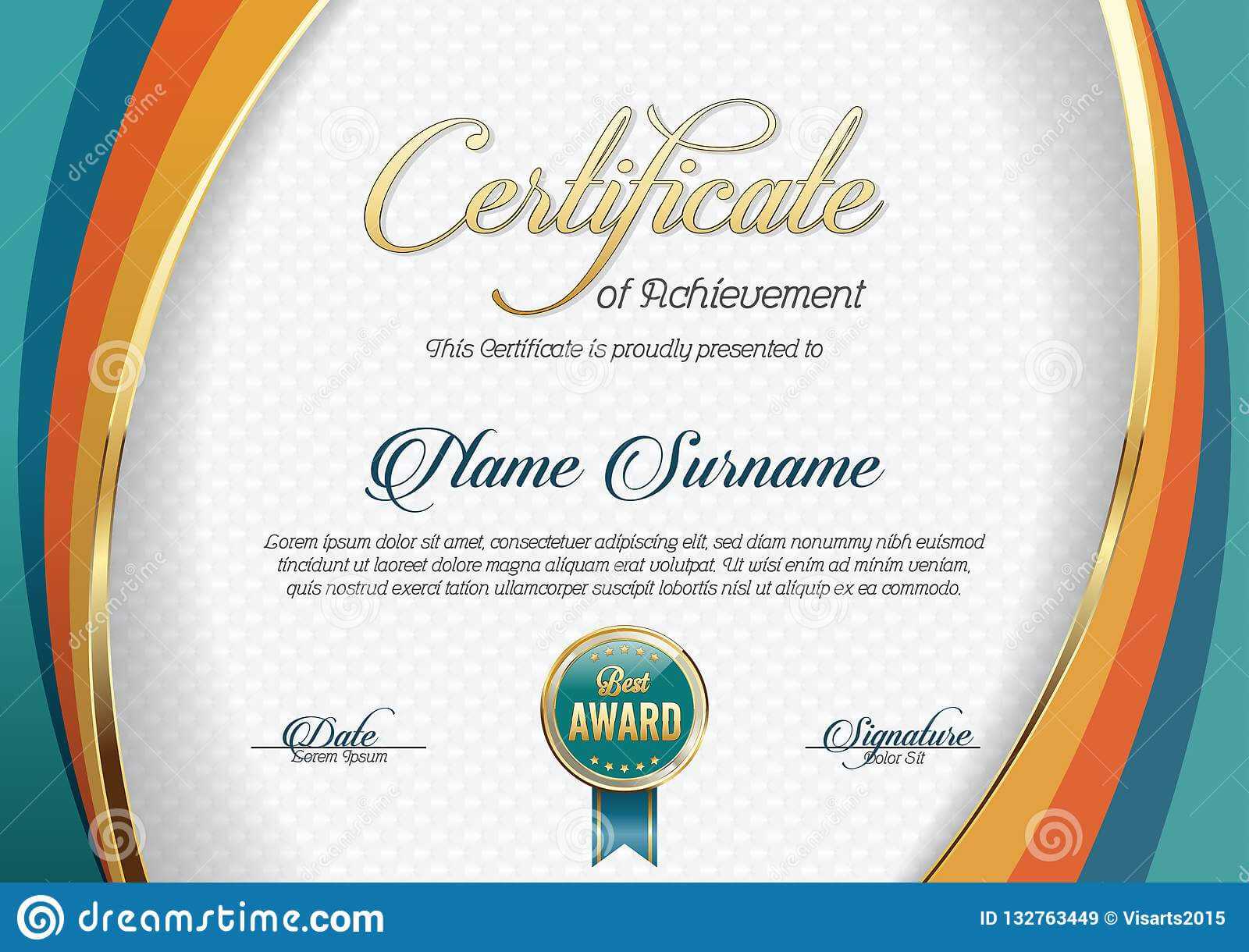 Certificate Of Achievement. Landscape. Template. Stock With Regard To Landscape Certificate Templates