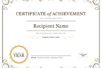 Certificate Of Achievement pertaining to Microsoft Word Certificate Templates