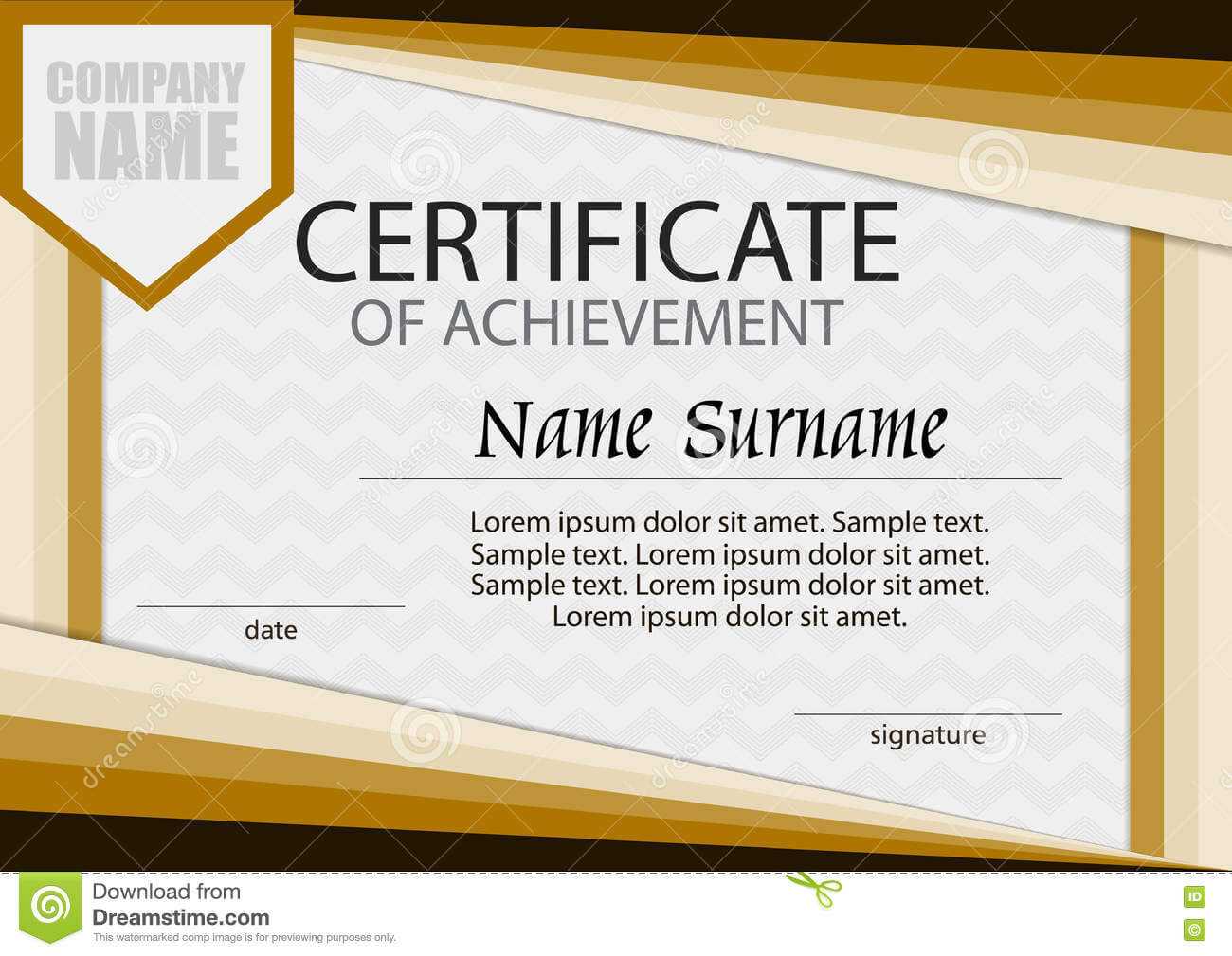 Certificate Of Achievement Template. Horizontal. Stock Inside Certificate Of Attainment Template