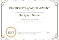 Certificate Of Achievement with Word Certificate Of Achievement Template