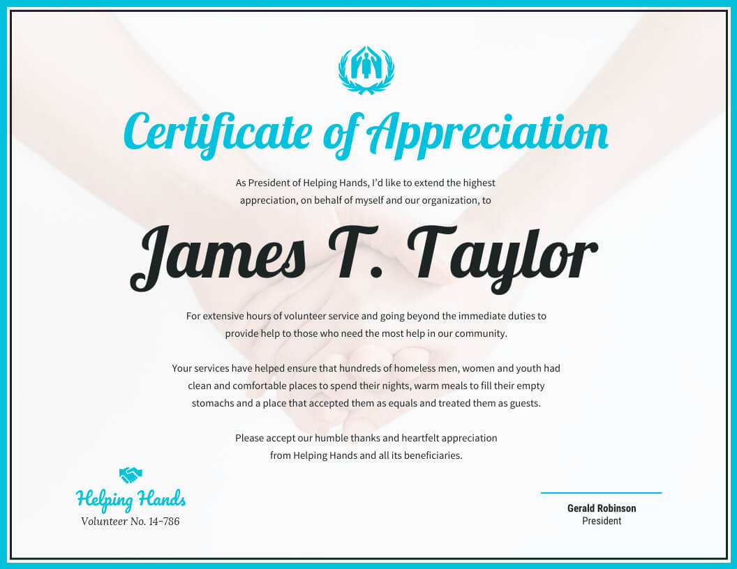 Certificate Of Appreciation Template – Venngage With Volunteer Award Certificate Template