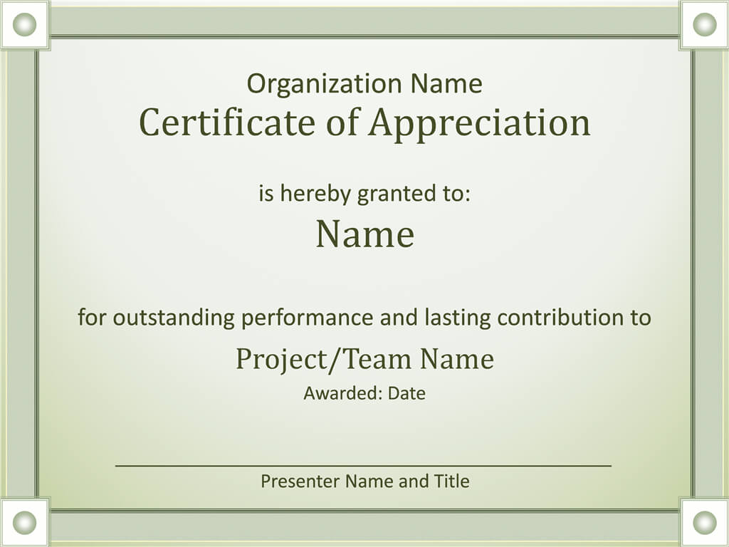 Certificate Of Appreciation – Templates | Certificate Of Inside Best Performance Certificate Template