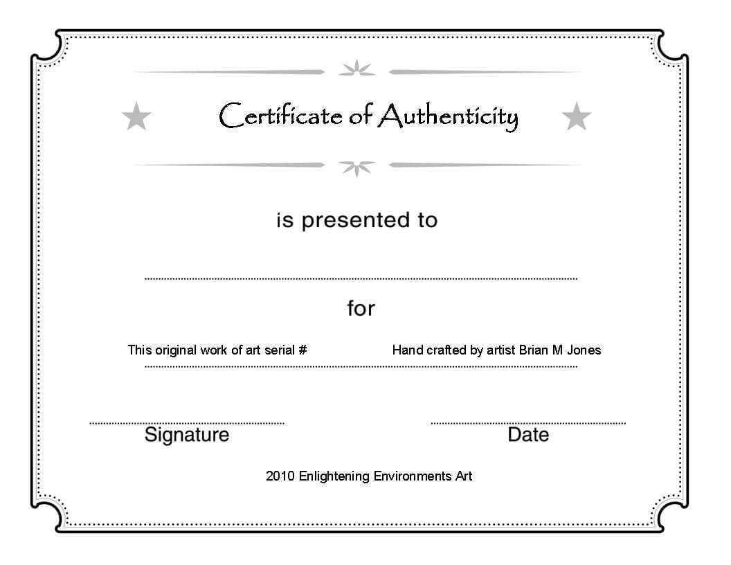 Certificate Of Authenticity Template Good Modern Abstract In Art Certificate Template Free