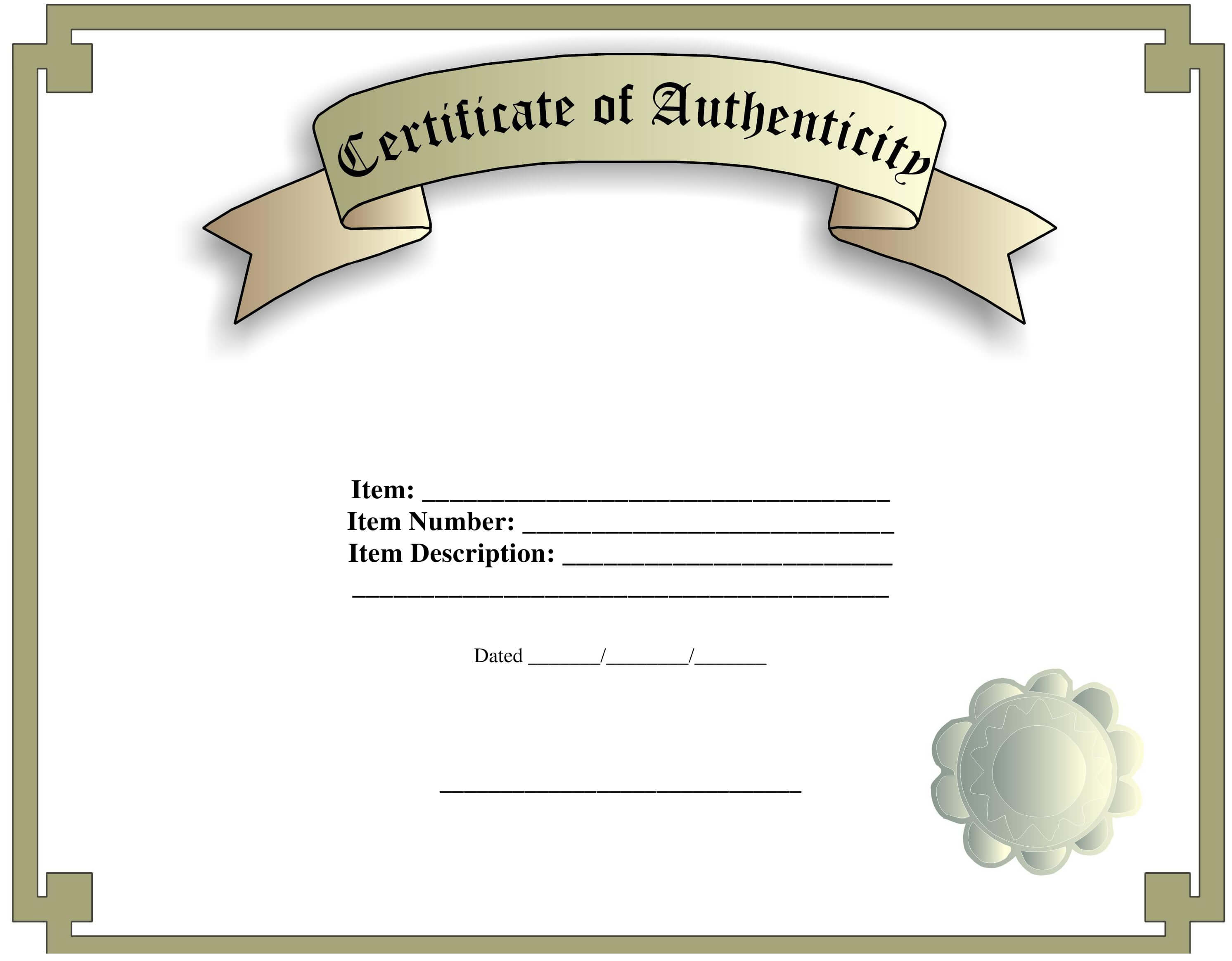 Certificate Of Authenticity Template | Templates At For Certificate Of Authenticity Template