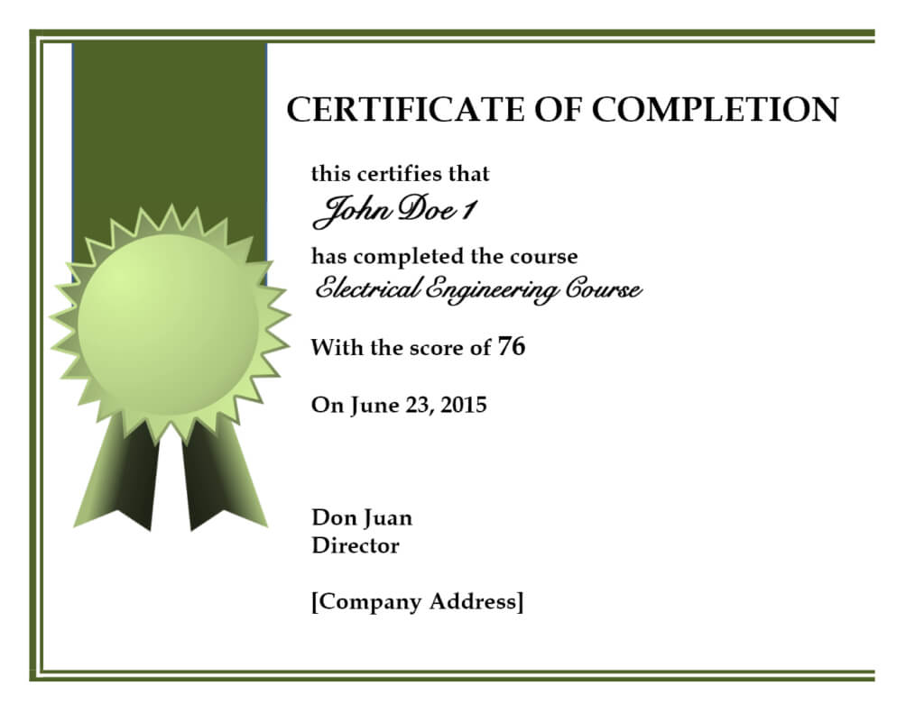 Certificate Of Completion Template Free Psd Best Training Regarding Certificate Of Completion Free Template Word