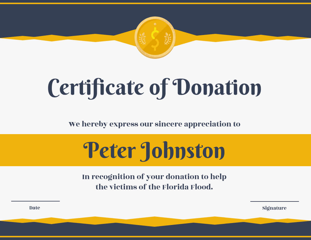 Certificate Of Donation Template Template – Venngage Within Donation Certificate Template
