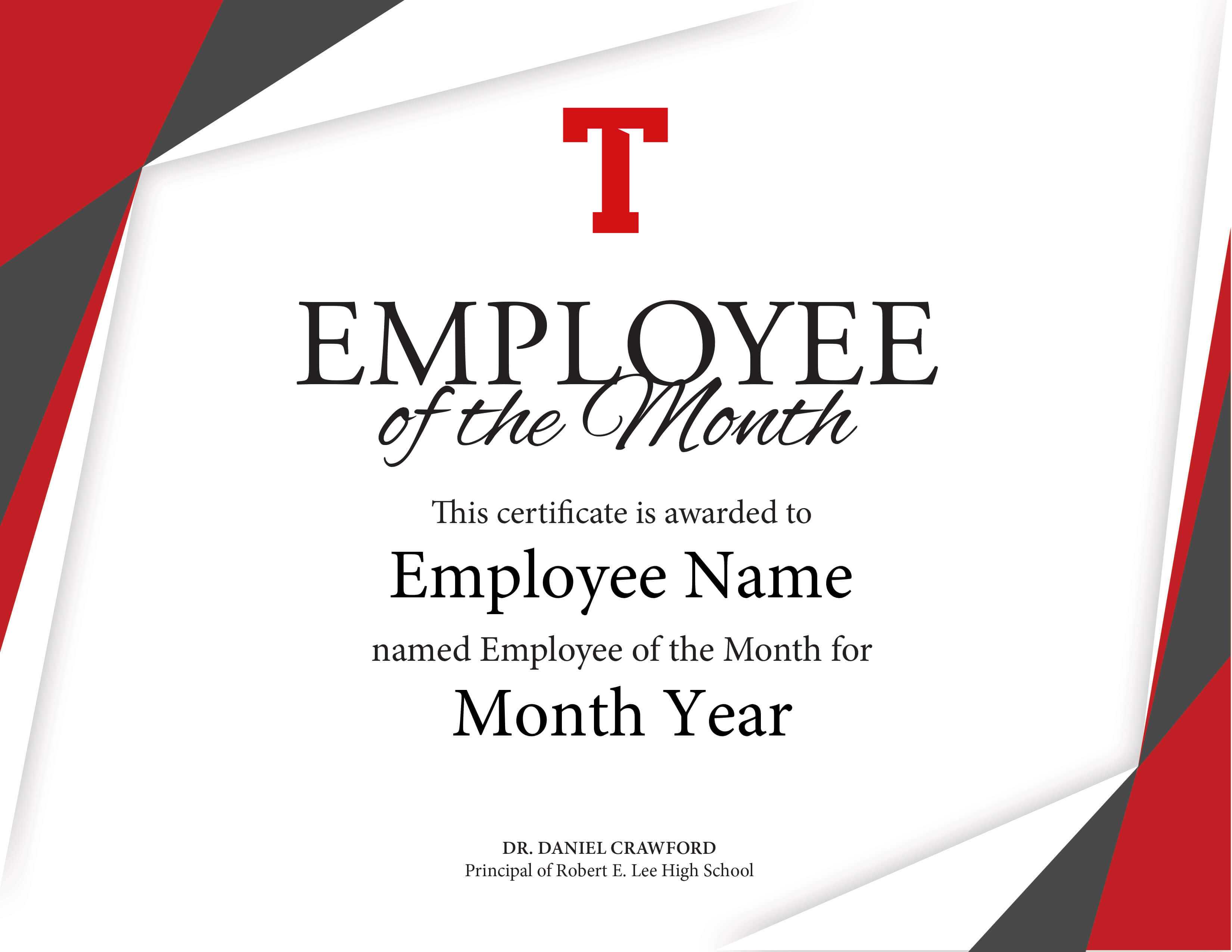 Certificate Of Employee The Month Template Brochure With Employee Of The Month Certificate Template With Picture