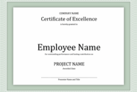 Certificate Of Excellence For Employee | Certificate inside Workstation Authentication Certificate Template