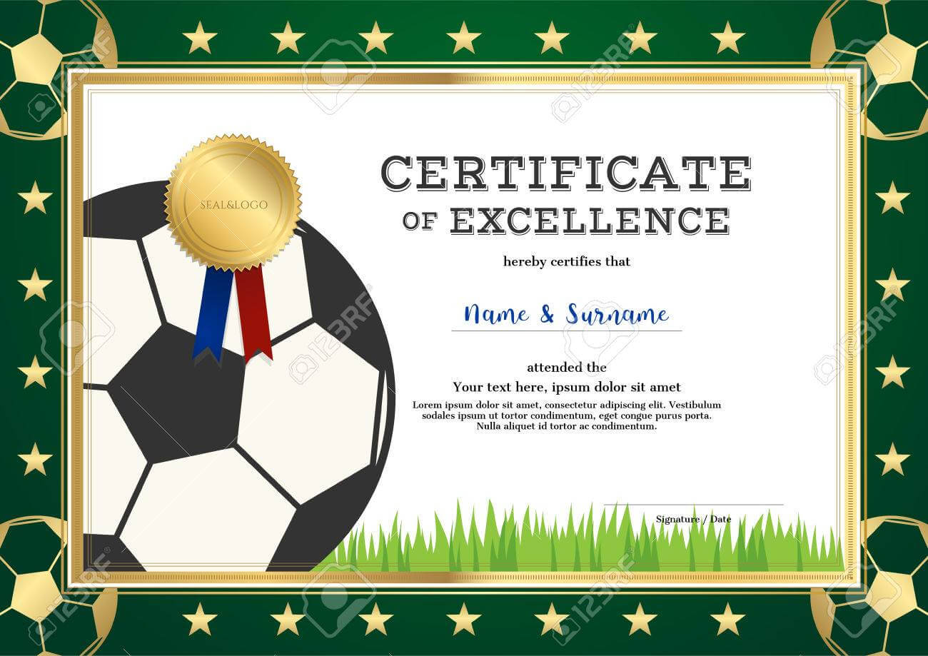 Certificate Of Excellence Template In Sport Theme For Football.. Inside Football Certificate Template