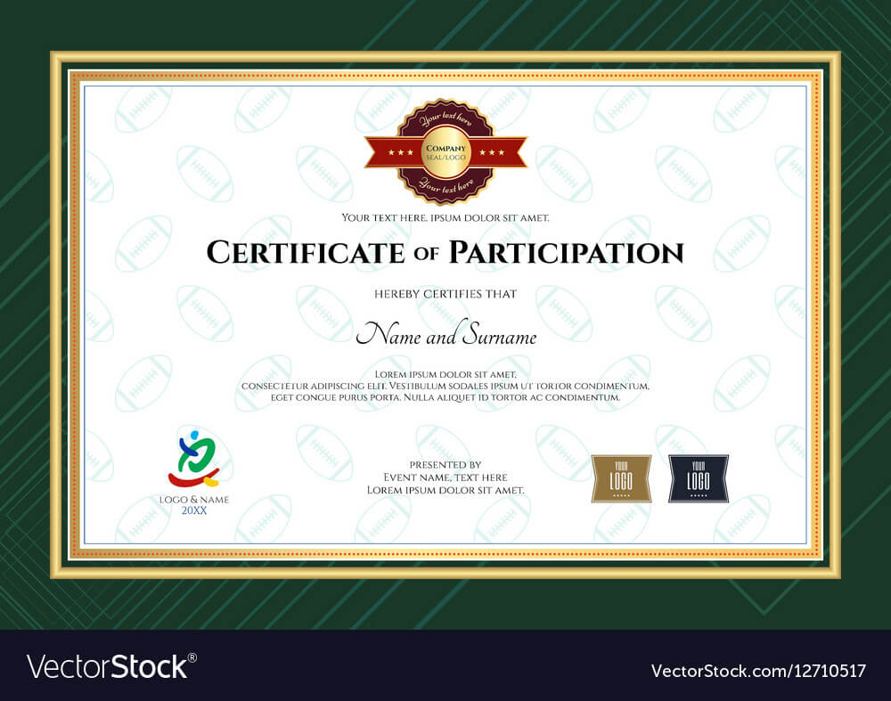 Certificate Of Participation Template In Sport The With Regard To Certificate Of Participation Template Pdf