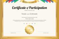 Certificate Of Participation Template With Gold for Templates For Certificates Of Participation